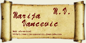 Marija Vančević vizit kartica